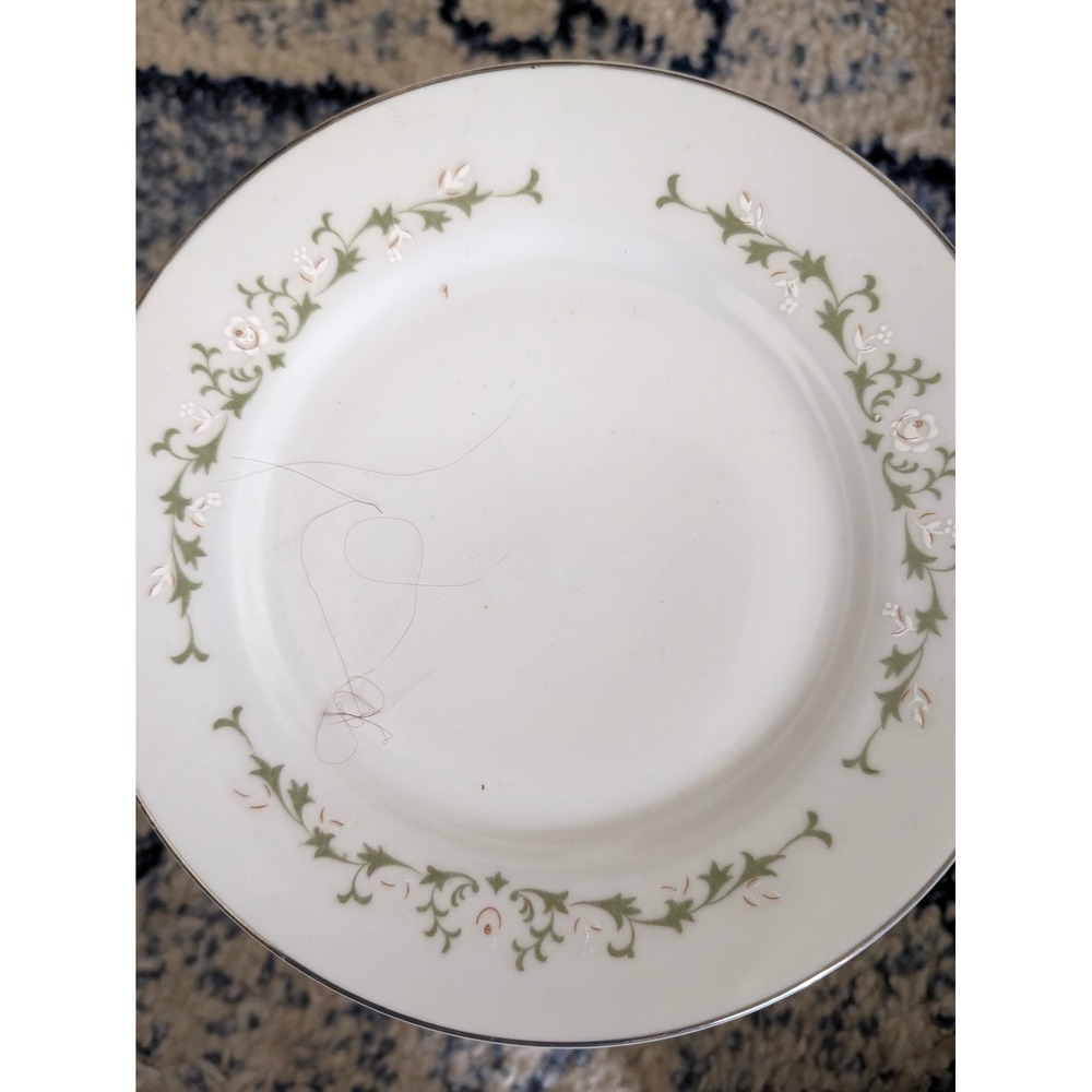 Sheffield Fine China Elegance 502 Salad Plates Set of 4 Japan White Green Floral